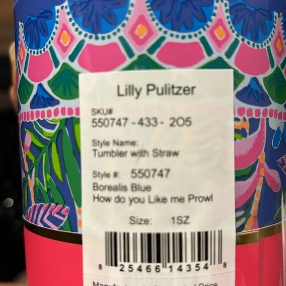 LILLY PULITZER 24oz TUMBLER WITH STRAW "HOW YOU LIKE ME PROWL" New - Picture 6 of 7